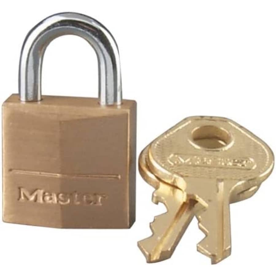 Master Lock 120D Brass Padlock w/ 2 Keys for $8