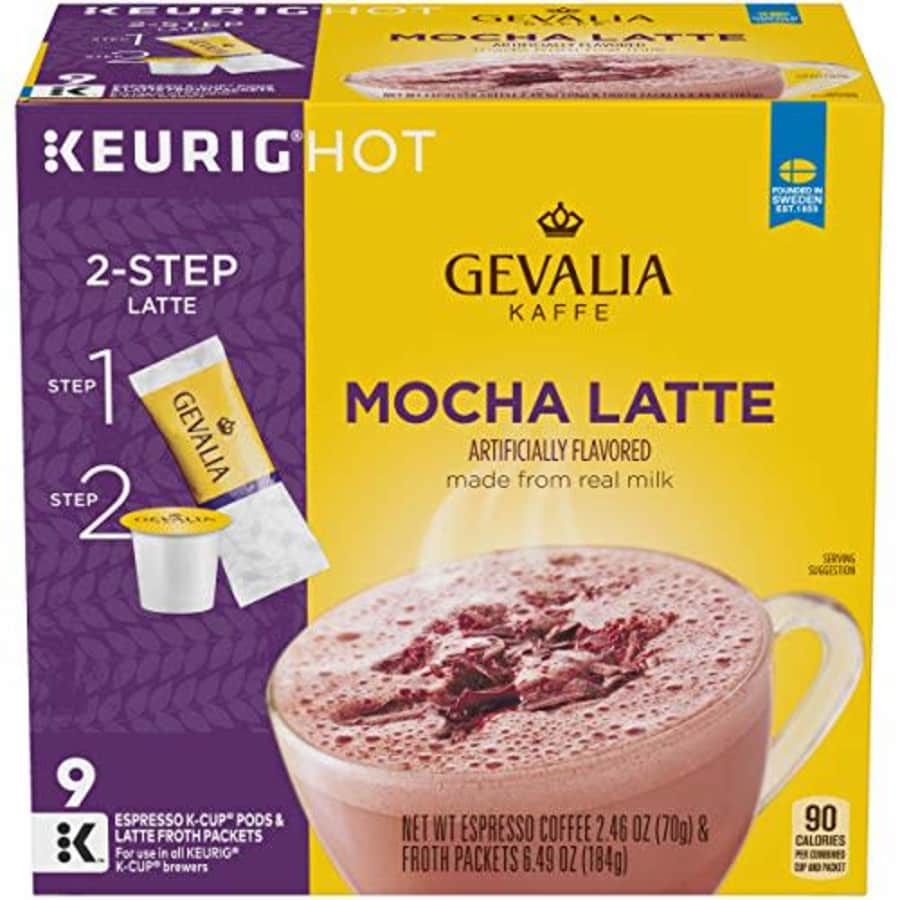 Gevalia Mocha Latte Espresso K-Cup Coffee Pods & Froth Packets (9 Pods and Froth Packets) for $32