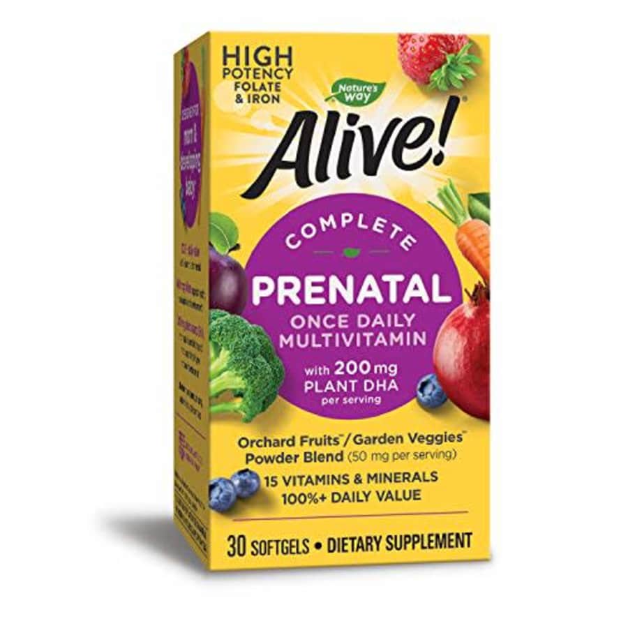 Nature's Way Alive! Complete Prenatal Multivitamin, High Potency Folate & Iron, 30 Softgels for $17