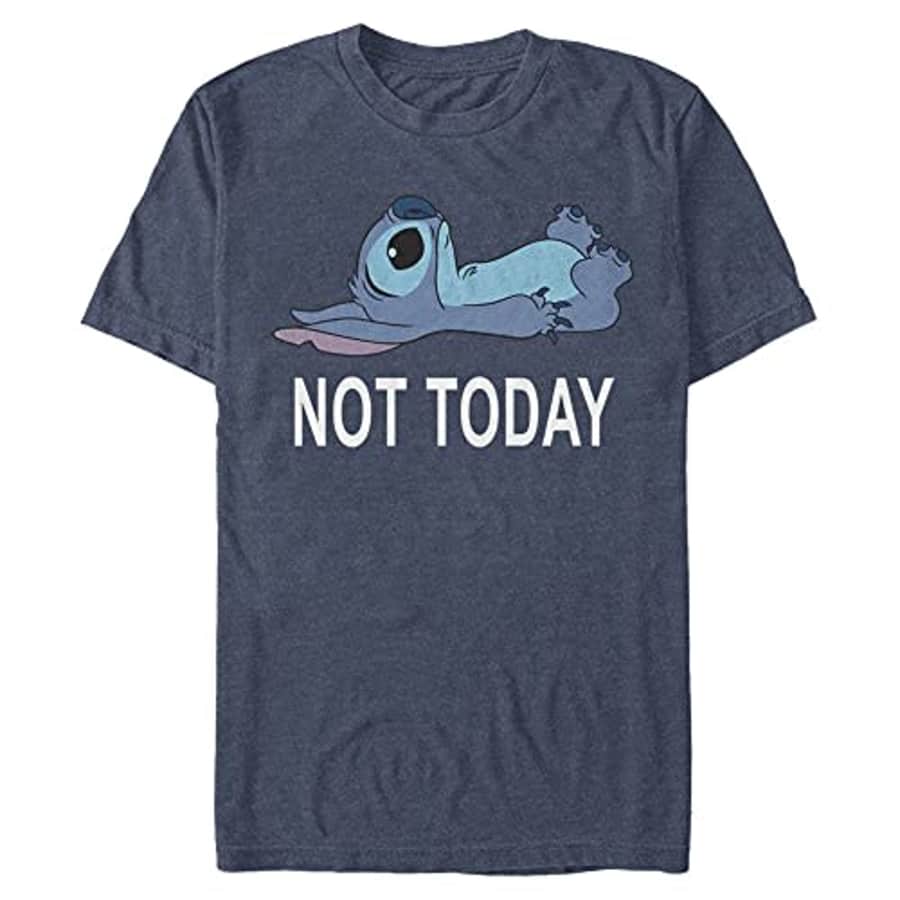 Disney Men's Lilo & Stitch Not Today T-Shirt, Navy Blue Heather, Large for $24