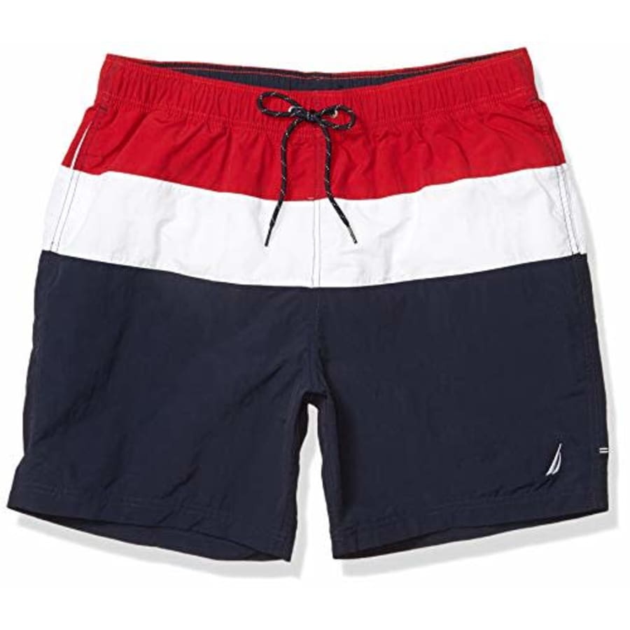 Nautica Men's Colorblock Swim Shorts, Red, Large for $34