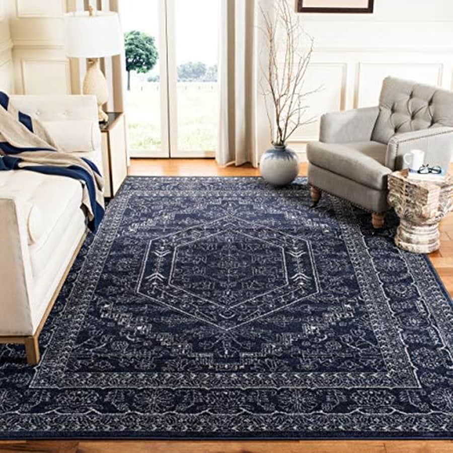 Safavieh Adirondack Collection Area Rug, 5' 1" x 7' 6", Navy/Ivory for $70 Safavieh Adirondack Collection Area Rug, 5' 1" x 7' 6", Navy/Ivory for $70