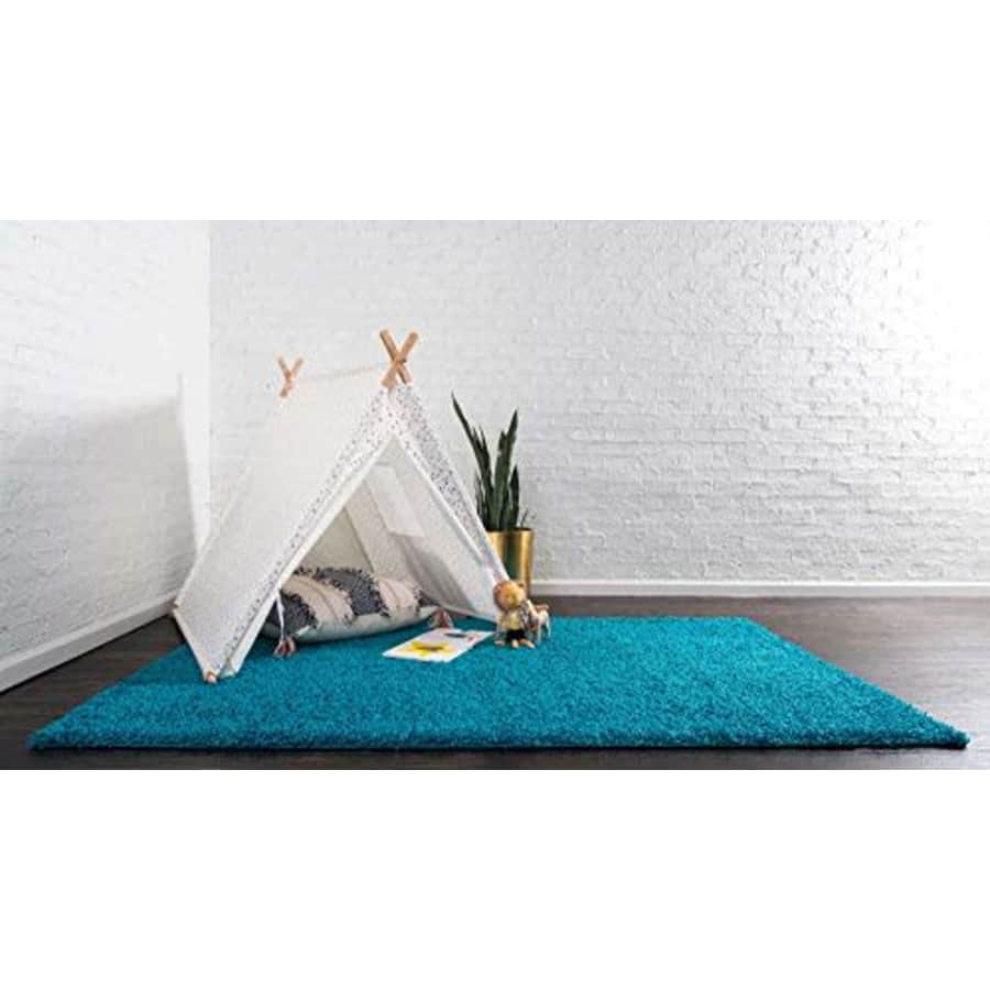 Unique Loom Solo Solid Shag Collection Modern Plush Turquoise Area Rug (2' 2 x 3' 0) for $24