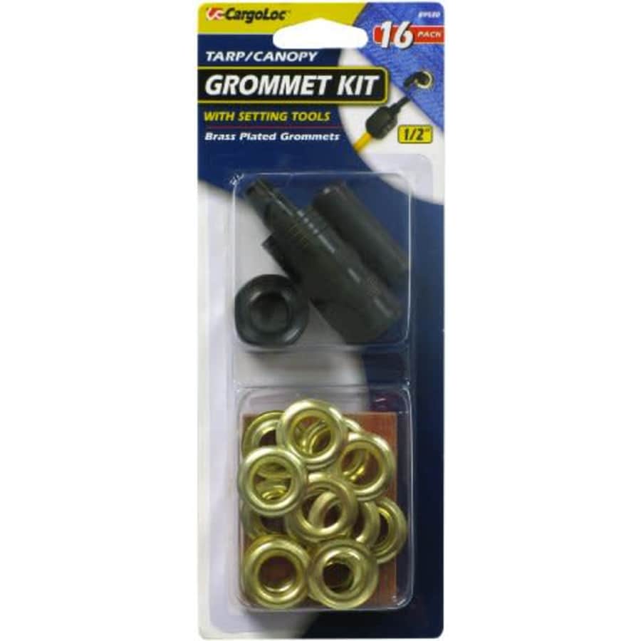 CargoLoc 89930 16 Pc. 1/2" Grommet Kit and Tools, Brass Plated Steel for $19 CargoLoc 89930 16 Pc. 1/2" Grommet Kit and Tools, Brass Plated Steel for $19