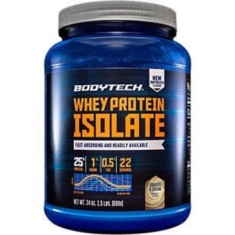 BodyTech Whey Protein Isolate Powder with 25 Grams of Protein per Serving BCAA's Ideal for for $32 BodyTech Whey Protein Isolate Powder with 25 Grams of Protein per Serving BCAA's Ideal for for $32