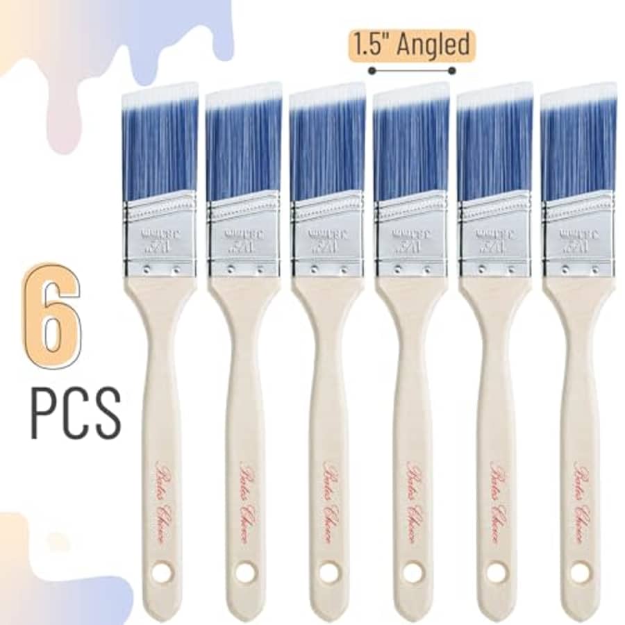 Bates Choice Bates- Paint Brushes, 1.5-Inch, 6 Pack, Treated Wood Handle, Paint Brushes for Walls, Stain Brush, for $7 Bates Choice Bates- Paint Brushes, 1.5-Inch, 6 Pack, Treated Wood Handle, Paint Brushes for Walls, Stain Brush, for $7