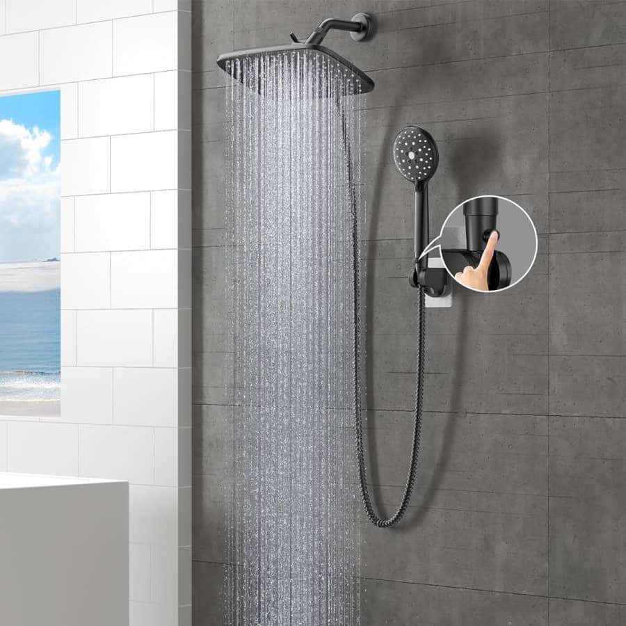 12" Rain Shower Head w/ Handheld Shower Head for $28 in Black, $30 in Chrome 12" Rain Shower Head w/ Handheld Shower Head for $28 in Black, $30 in Chrome