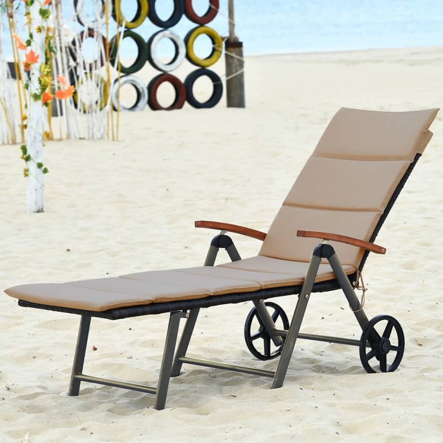 Costway Rattan Outdoor Chaise Lounge for $119 Costway Rattan Outdoor Chaise Lounge for $119