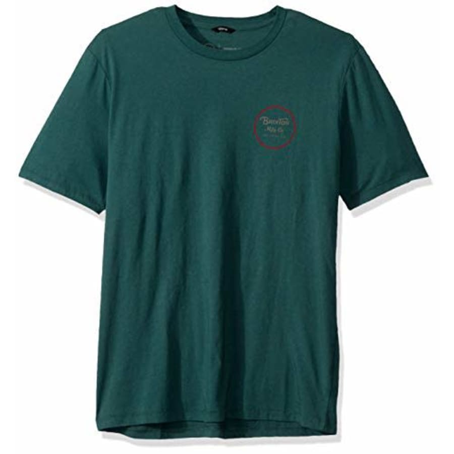Brixton Men's Wheeler II Premium FIT Short Sleeve T-Shirt, Emerald, X-Small for $15