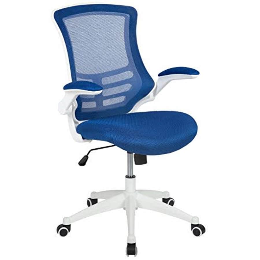 Flash Furniture Mid-Back Blue Mesh Swivel Ergonomic Task Office Chair with White Frame and Flip-Up for $118