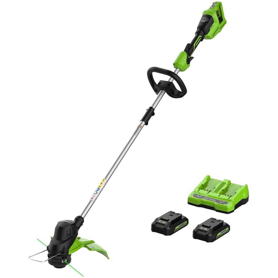 Greenworks 2 x 24V 15" Cordless String Trimmer w/ 2 Batteries & Charger for $97