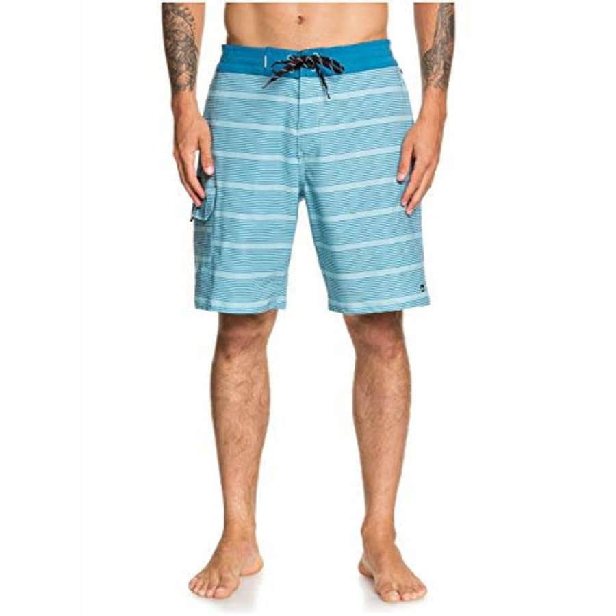 Quiksilver Waterman Men's Angler Stripe Beachshort 20 Swim Trunk, Still Water, 31 for $53