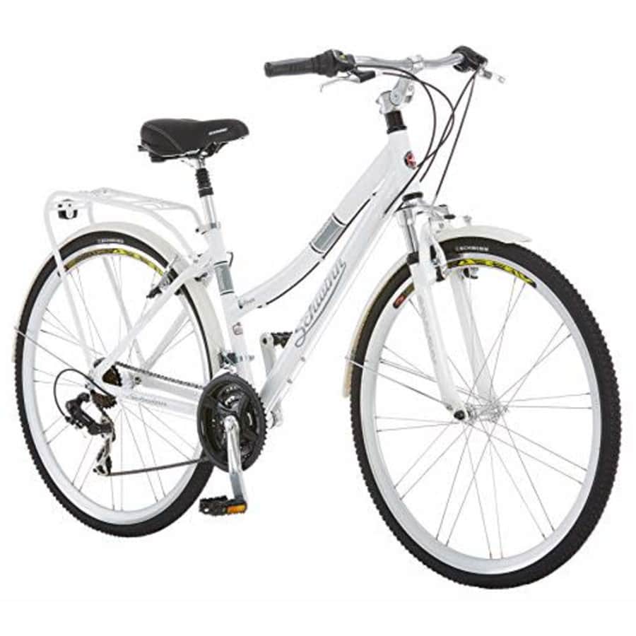 Schwinn Discover Hybrid Bike for Men and Women, 21-Speed, 28-inch Wheels, 16-inch/Small Frame, White for $405 Schwinn Discover Hybrid Bike for Men and Women, 21-Speed, 28-inch Wheels, 16-inch/Small Frame, White for $405