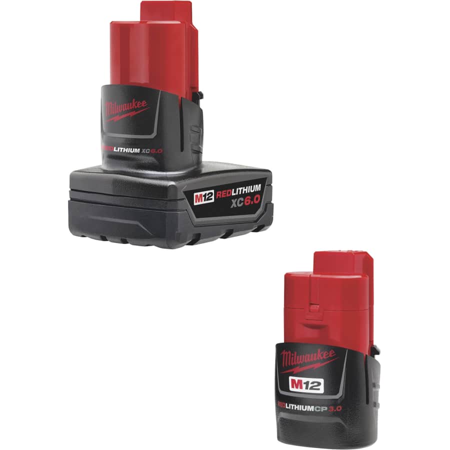 Milwaukee M12 RedLithium XC6.0 Battery Pack w/ M12 RedLithium 3.0 Compact Battery Pack for $80