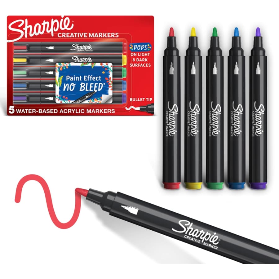 Sharpie Creative Markers 5-Count Water-Based Acrylic Markers for $8.07 via Subscribe & Save