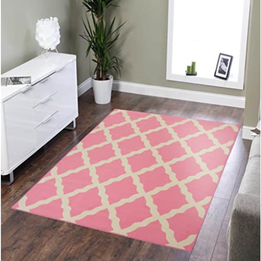 Ottomanson PNK7027-3X5 Trellis Rug, 3 Feet 3 Inch x 5 Feet 0 Inch, Pink for $21