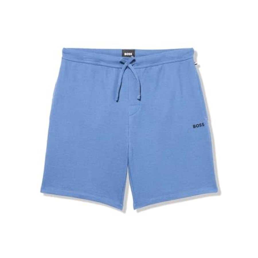 BOSS Men's Waffle Contrast Logo Lounge Shorts, Bijou Blue for $27