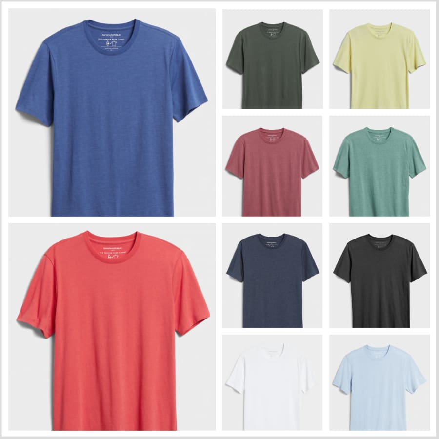 Banana Republic Factory Men's Premium Wash Crew-Neck T-Shirts: 11 for $80 in cart