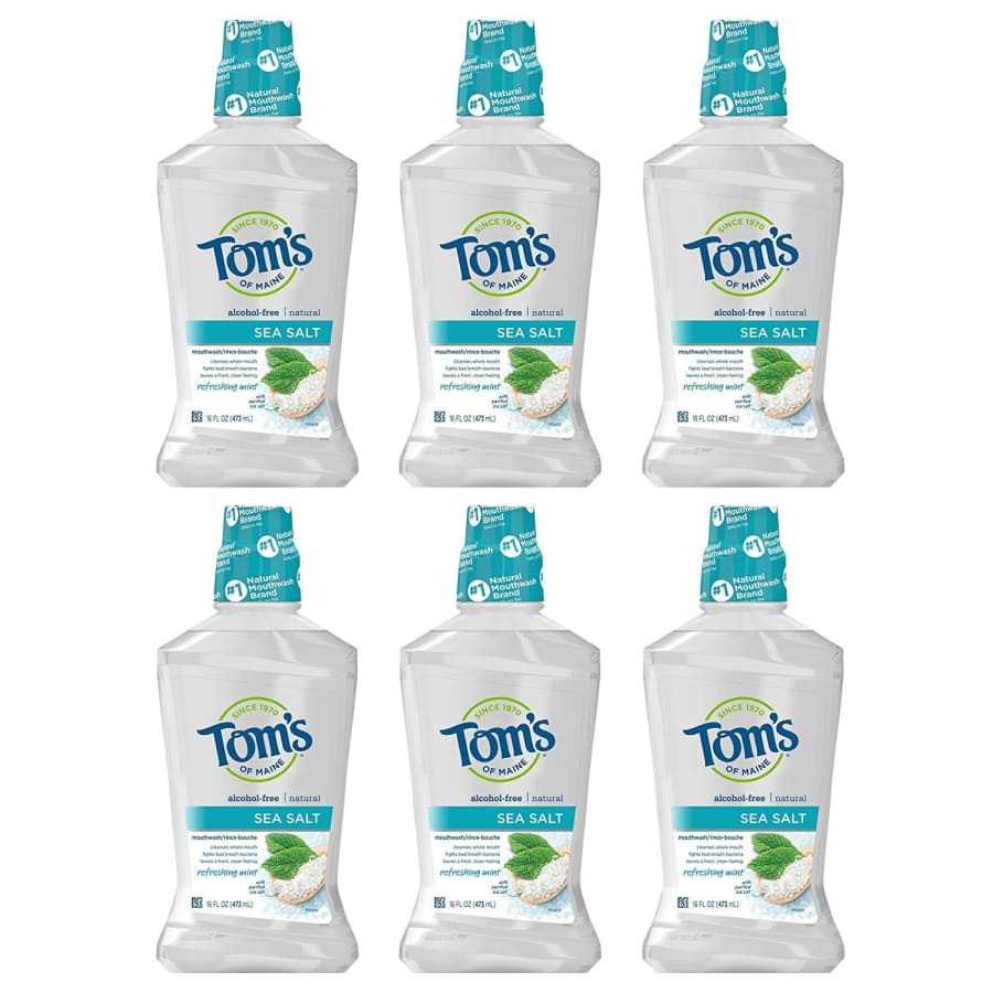 Tom's of Maine Sea Salt Natural Alcohol-Free Mouthwash 16-oz. 6-Pack for $37