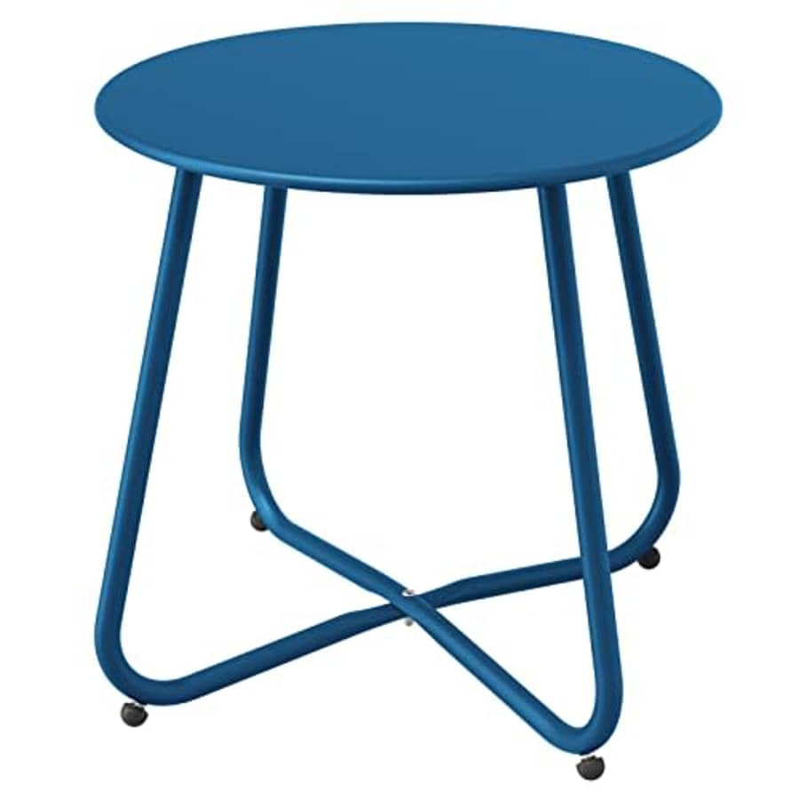 Grand patio Small Round Side Table, Weather-Resistant Outdoor Metal Side Table with Adjustable for $38