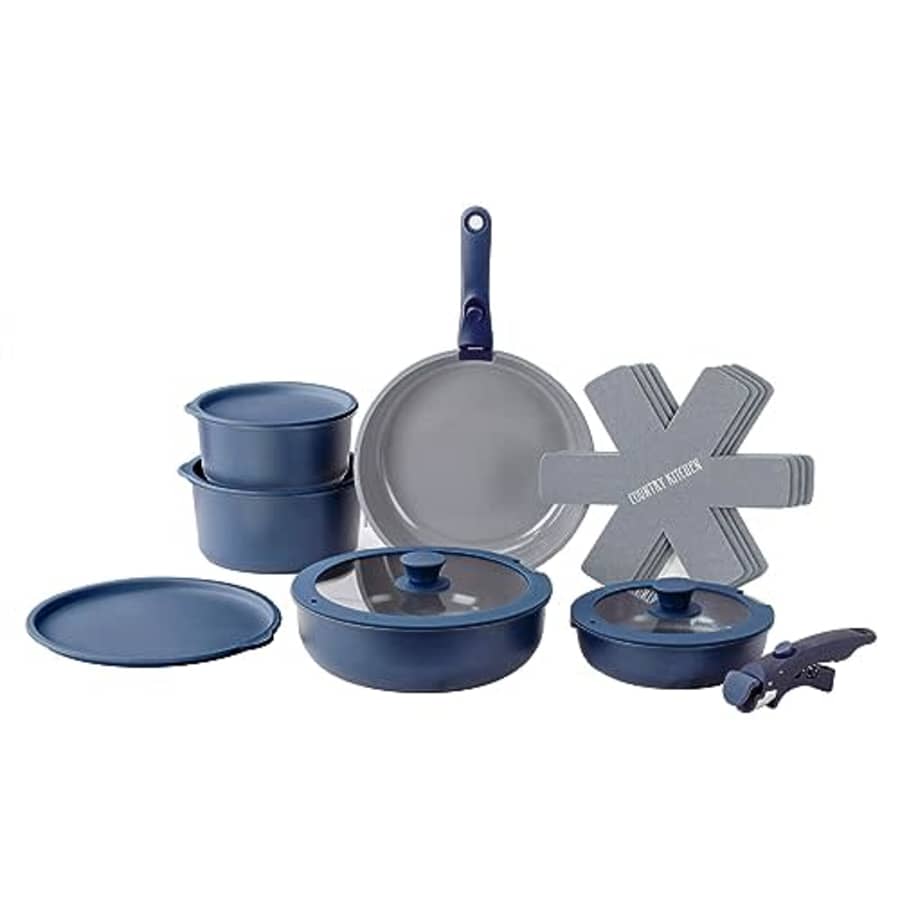 Country Kitchen 16 Piece Pots and Pans Set - Safe Nonstick Kitchen Cookware with Soft Touch for $68 Country Kitchen 16 Piece Pots and Pans Set - Safe Nonstick Kitchen Cookware with Soft Touch for $68