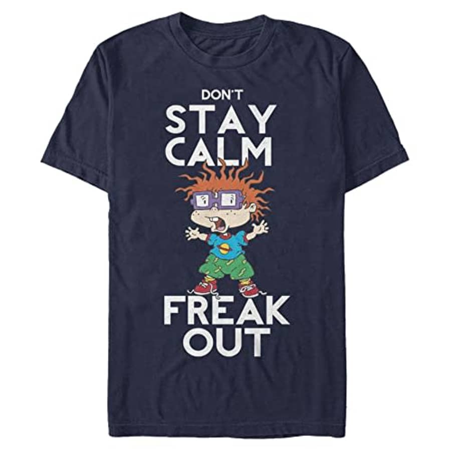 Nickelodeon Men's Big & Tall Freak Out T-Shirt, Navy Heather, Large Tall for $14