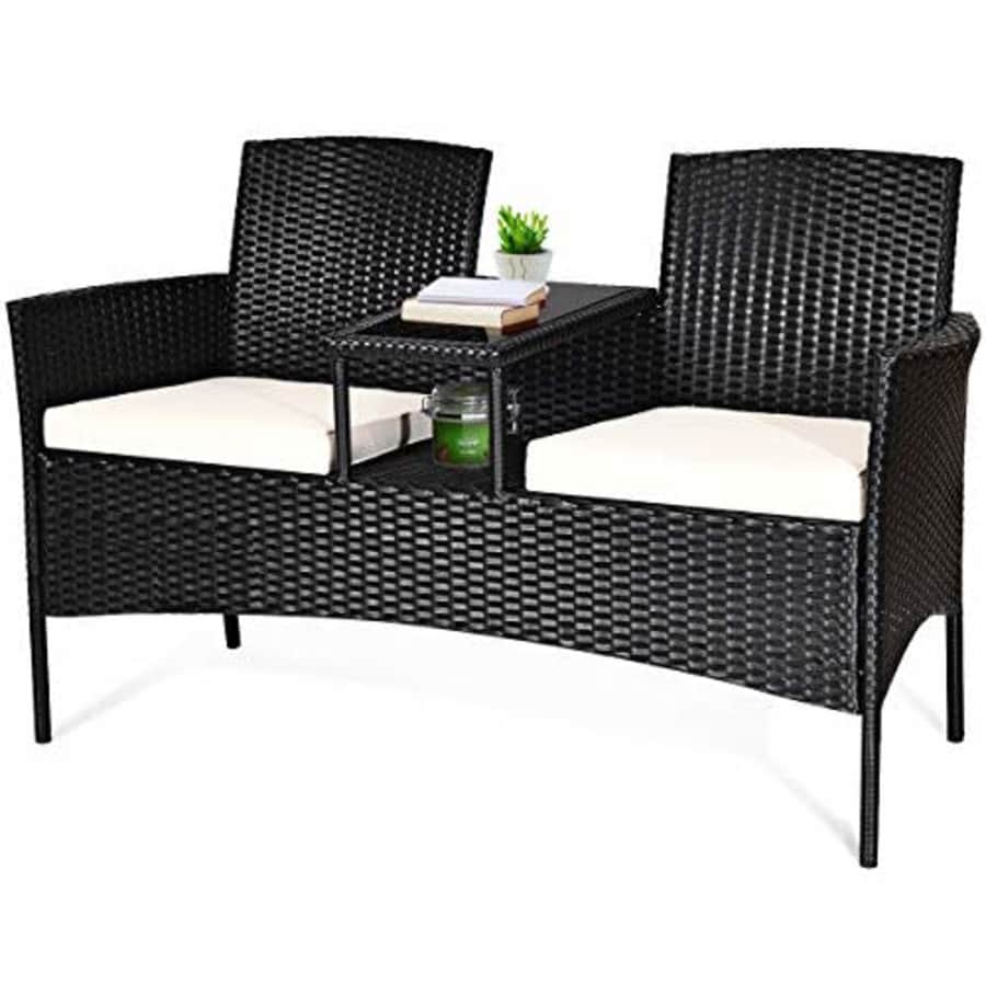 Tangkula Wicker Patio Conversation Furniture Set, Outdoor Furniture Set with Removable Cushions & for $130