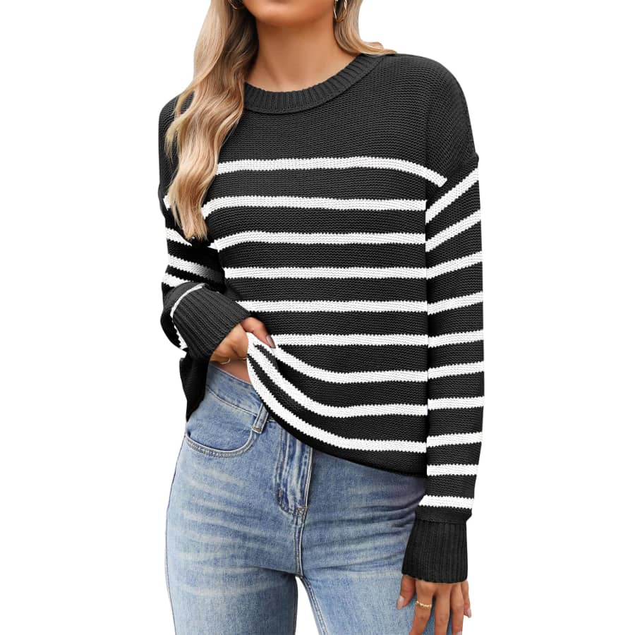 Zeagoo Women's Crew Neck Cropped Sweater for $15 Zeagoo Women's Crew Neck Cropped Sweater for $15