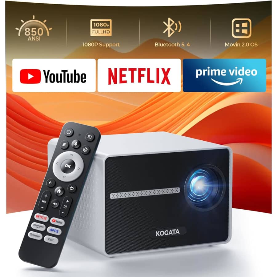 Kogata 1080p Full HD Smart Portable Mini Projector for $55
