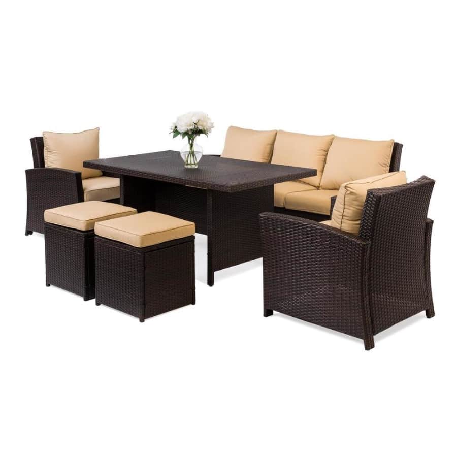Best Choice 6-Piece Outdoor Patio Wicker Sofa Dining Set for $500 Best Choice 6-Piece Outdoor Patio Wicker Sofa Dining Set for $500