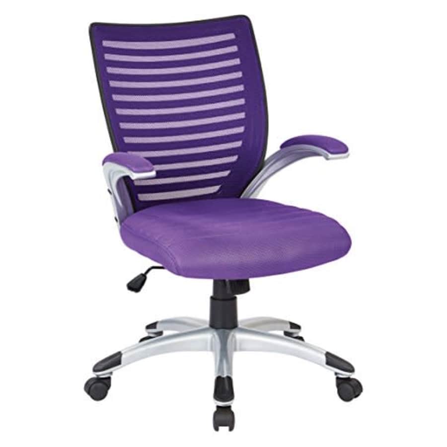 Office Star Breathable Mesh Back and Padded Mesh Seat Managers Chair with Fixed Arms and Silver for $107