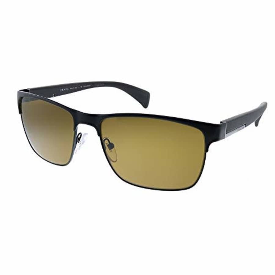 Prada Conceptual PR 51OS 1BO5Y1 Matte Black Metal Rectangle Sunglasses Brown Polarized Lens for $250