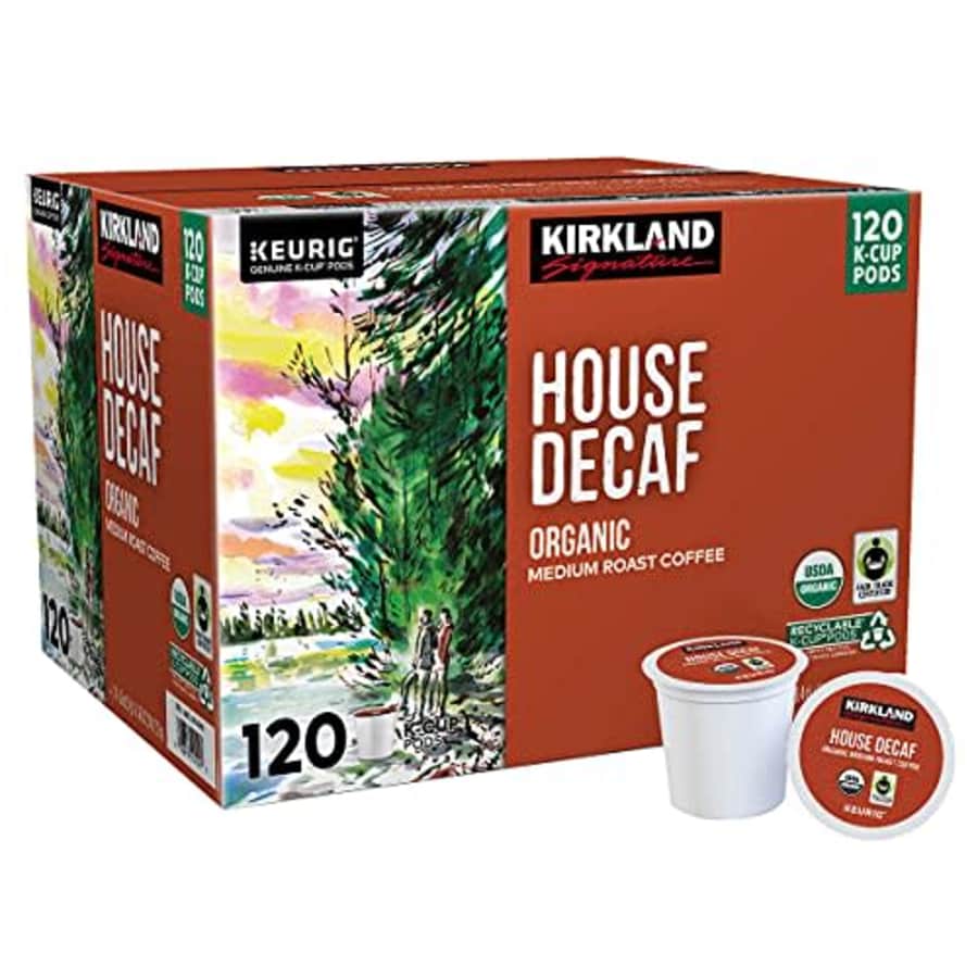 Kirkland Signature Organic House Decaf Coffee K-Cups, 120 Count, 120 Count (Pack of 1) for $50