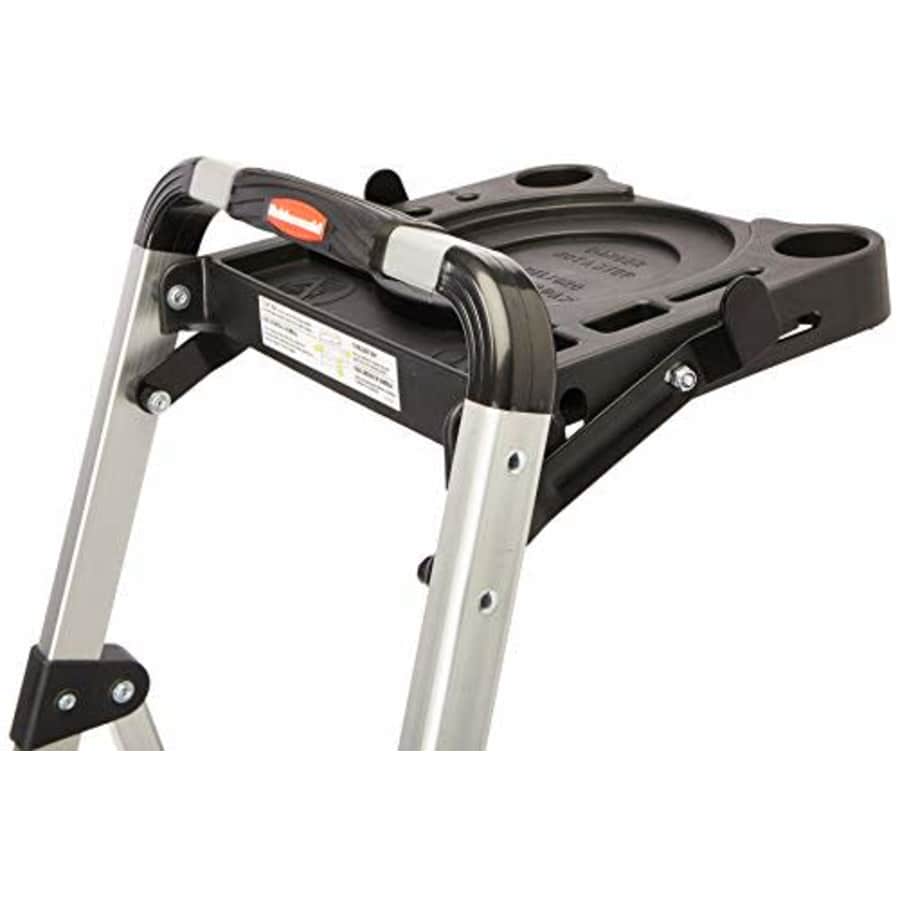 Rubbermaid RM-SLA3-T 3-Step Lightweight Aluminum Folding Step Ladder with Project Tray, 225 lb for $80 Rubbermaid RM-SLA3-T 3-Step Lightweight Aluminum Folding Step Ladder with Project Tray, 225 lb for $80