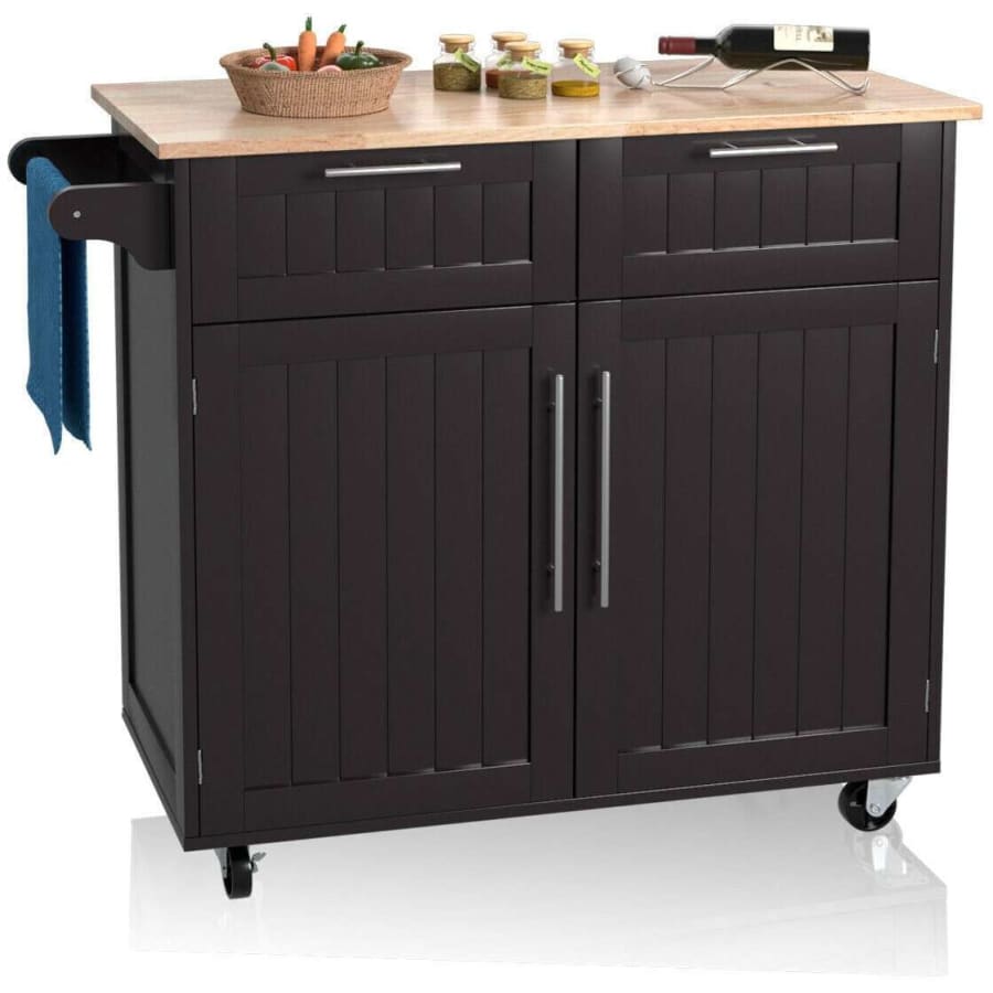 Costway Heavy Duty Rolling Kitchen Cart w/ Hardwood Top for $177 Costway Heavy Duty Rolling Kitchen Cart w/ Hardwood Top for $177