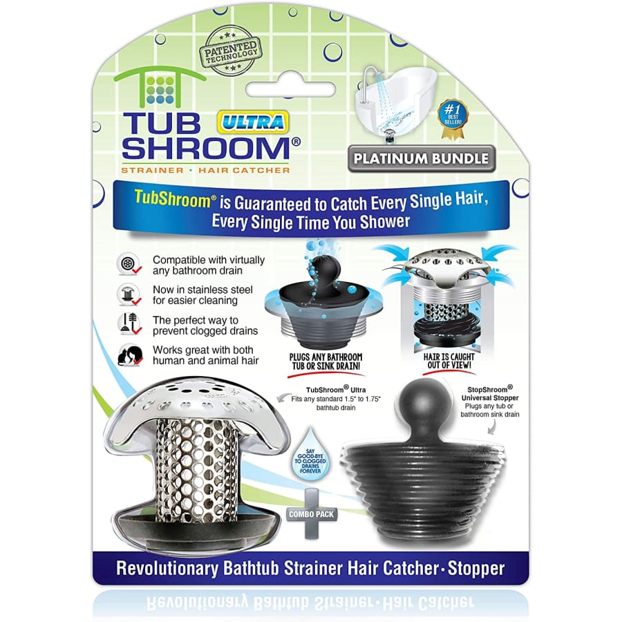 TubShroom Ultra Revolutionary Bath Tub Drain Protector Stainless Steel Combo for $16
