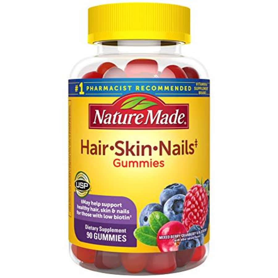 Nature Made Hair, Skin & Nails 2500 mcg Biotin Gummies w. Vitamin C, 90 Count (Packaging May Vary) for $13 Nature Made Hair, Skin & Nails 2500 mcg Biotin Gummies w. Vitamin C, 90 Count (Packaging May Vary) for $13