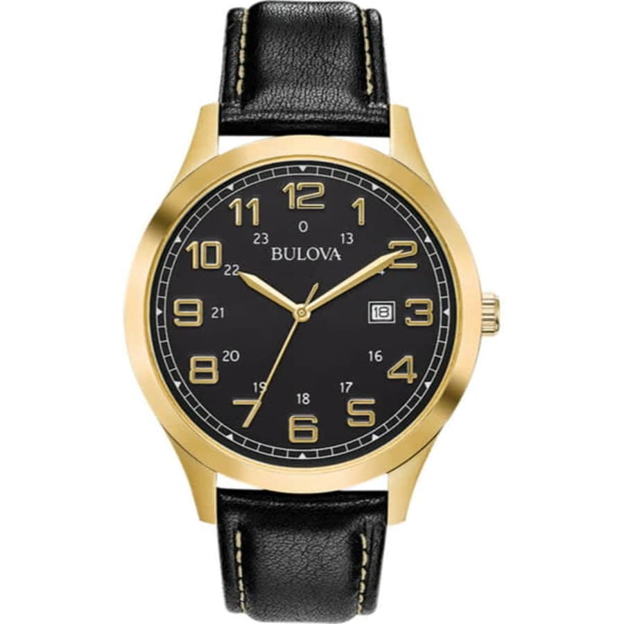 Bulova Men's Leather Strap Watch for $146