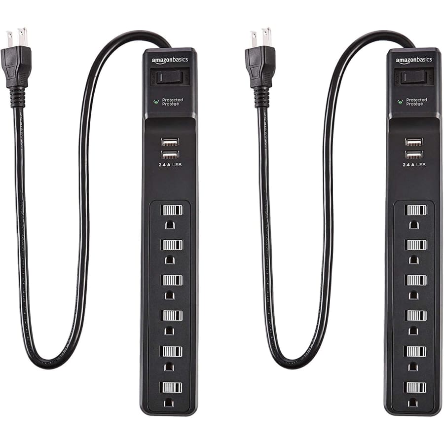 Amazon Basics 6-Outlet Surge Protector w/ USB 2-Pack for $9 Amazon Basics 6-Outlet Surge Protector w/ USB 2-Pack for $9
