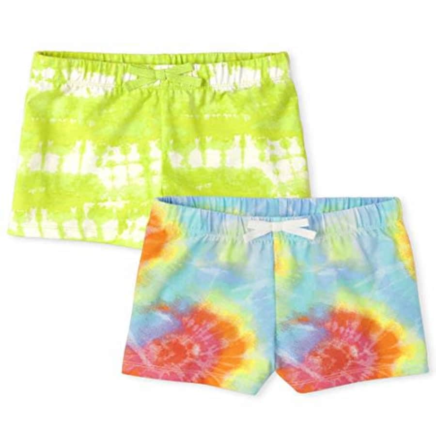 The Children's Place Girls Print Shorts 2-Pack, NEON Sweet Lime, XX-Large for $12