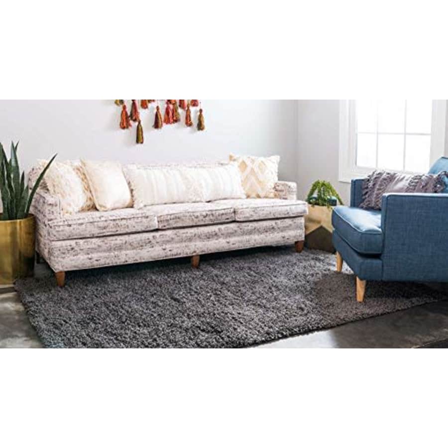 Unique Loom Solid Shag Collection Area Rug (7' 10" x 10' Rectangle, Graphite Gray) for $110 Unique Loom Solid Shag Collection Area Rug (7' 10" x 10' Rectangle, Graphite Gray) for $110