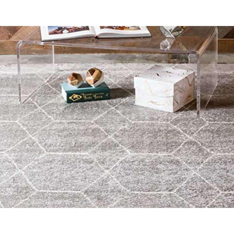 Unique Loom Trellis Frieze Collection Lattice Moroccan Geometric Modern Light Gray Area Rug (4' 0 x for $38