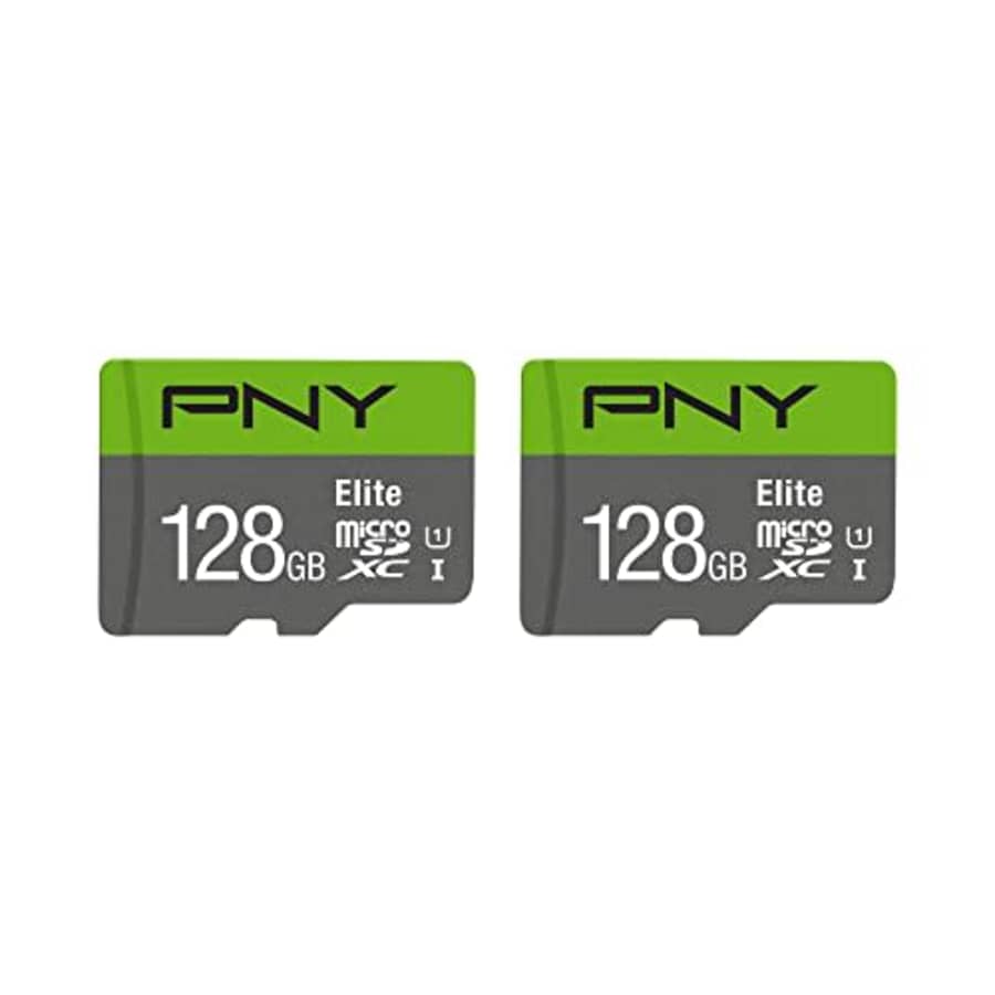 PNY 128GB Elite Class 10 U1 microSDXC Flash Memory Card 2-Pack - 100MB/s, Class 10, U1, Full HD, for $24 PNY 128GB Elite Class 10 U1 microSDXC Flash Memory Card 2-Pack - 100MB/s, Class 10, U1, Full HD, for $24