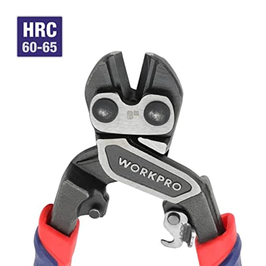WORKPRO 8" Mini Bolt Cutter, Heavy Duty Wire Cutters with Ergonomic Handle and Security Lock, High for $17