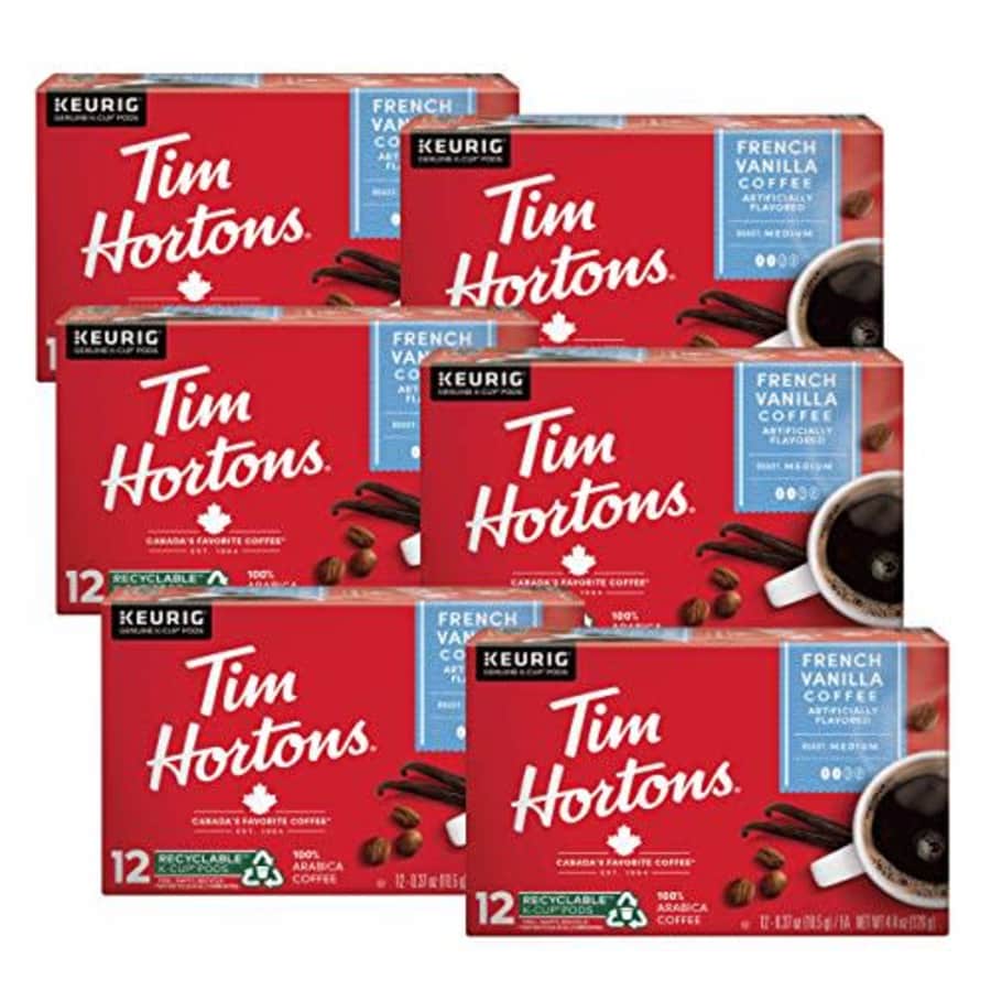Tim Hortons French Vanilla Coffee, Single-Serve K-Cup Pods Compatible with Keurig Brewers, 72ct for $46 Tim Hortons French Vanilla Coffee, Single-Serve K-Cup Pods Compatible with Keurig Brewers, 72ct for $46