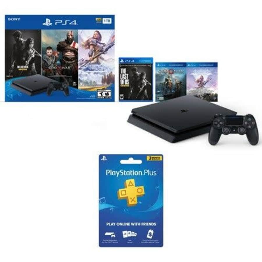Sony PlayStation 4 Slim 1TB Console Bundle w/ PS Plus 3-Month Membership for $235 Sony PlayStation 4 Slim 1TB Console Bundle w/ PS Plus 3-Month Membership for $235