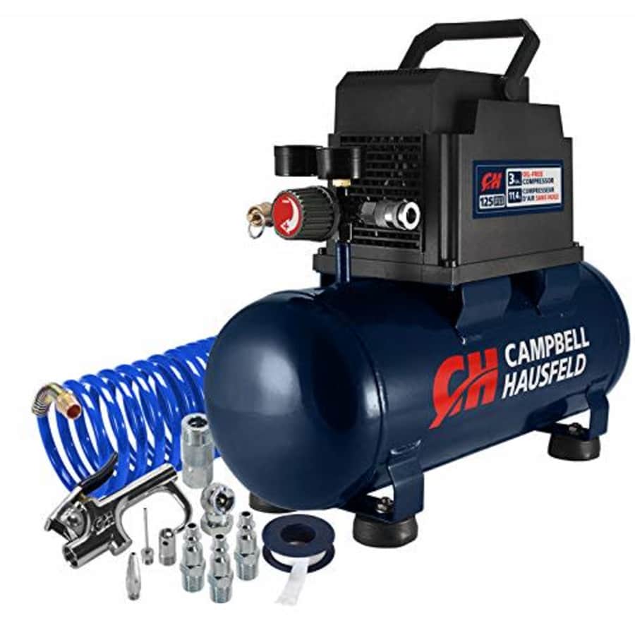 Campbell Hausfeld 3 Gallon Portable Air Compressor with Inflation Kit & Air Hose, w/Accessory Kit for $61 Campbell Hausfeld 3 Gallon Portable Air Compressor with Inflation Kit & Air Hose, w/Accessory Kit for $61