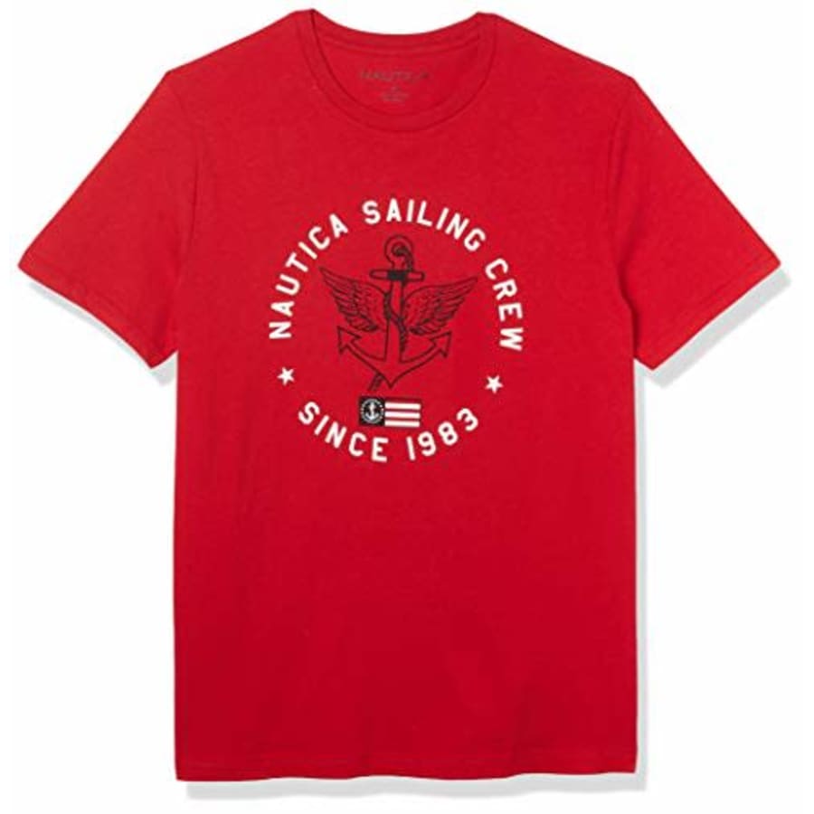 Nautica Women's Men's 100% Cotton Patriotic Logo Graphic T-Shirt, True Red, Large for $12