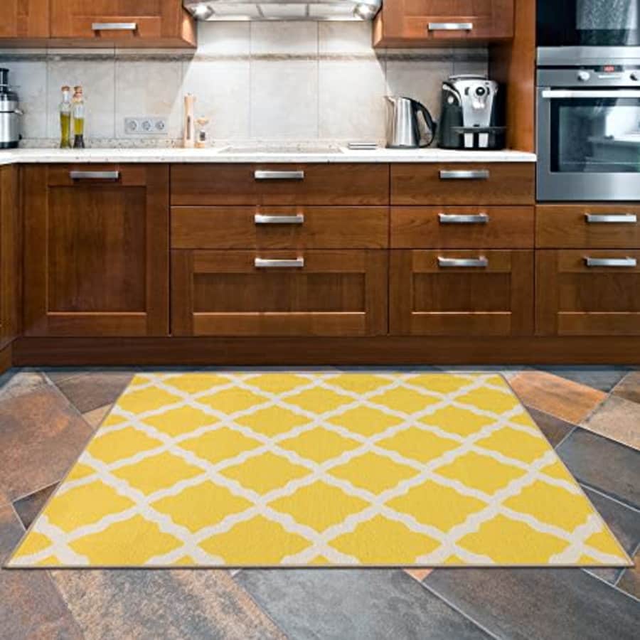 Ottomanson Glamour Collection Non-Slip Rubberback Moroccan Trellis Design 3x5 Indoor Area Rug, 3'3" for $29