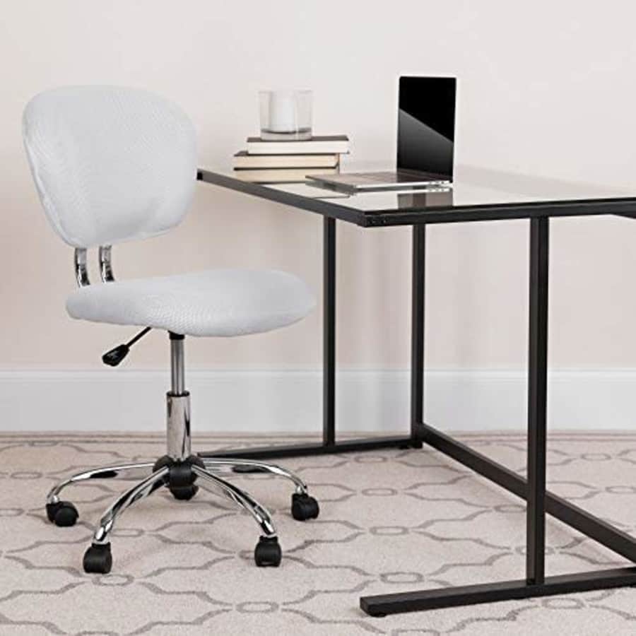 Flash Furniture Mid-Back White Mesh Padded Swivel Task Office Chair with Chrome Base for $52 Flash Furniture Mid-Back White Mesh Padded Swivel Task Office Chair with Chrome Base for $52